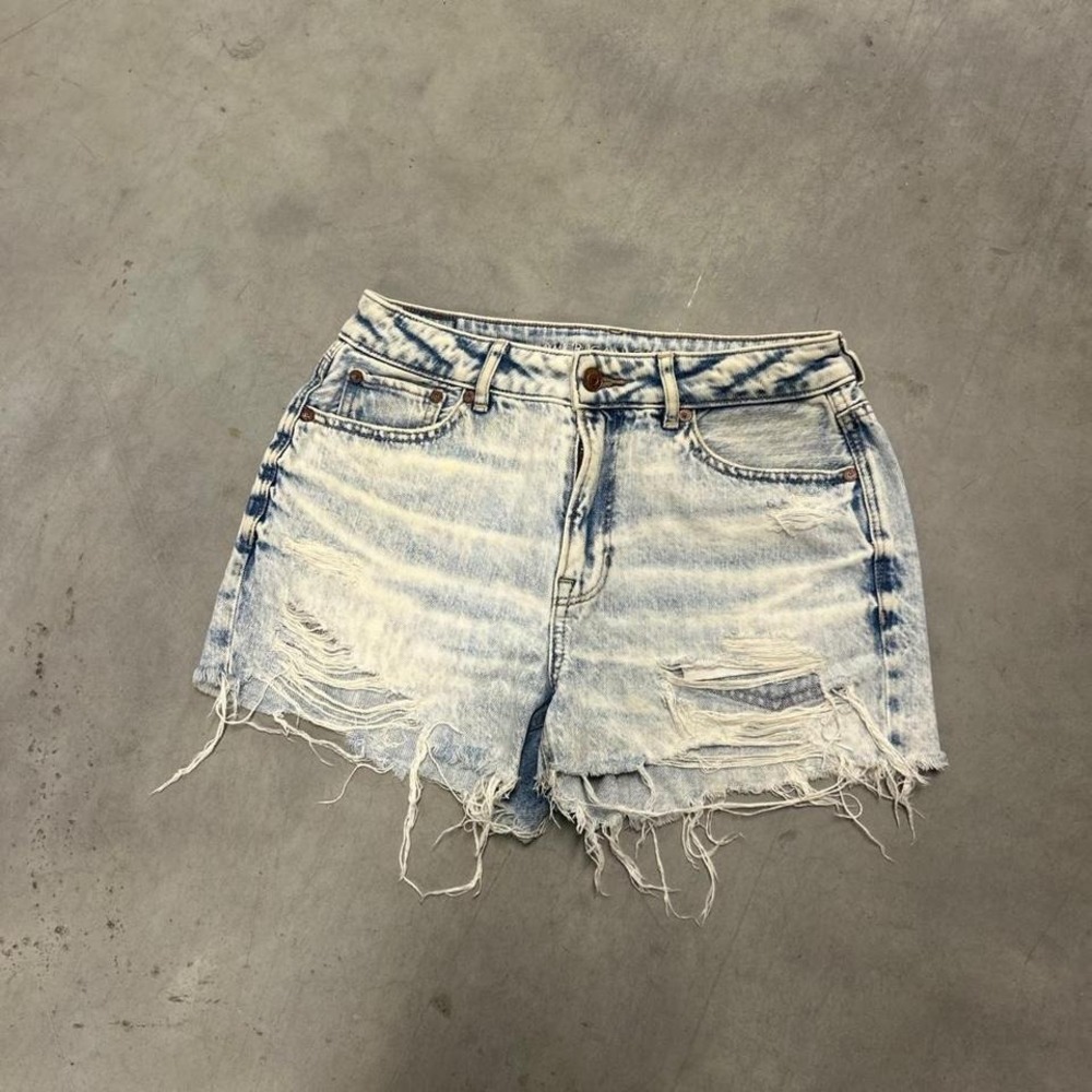 Y2K American Eagle Blue Denim Shorts W/ Frayed Hem‎